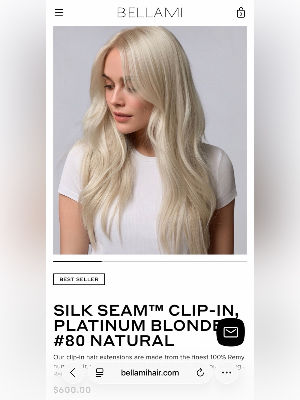 BELLAMI 24 in. 480 g.SILK SEAM Hair Extensions - Platinum blonde